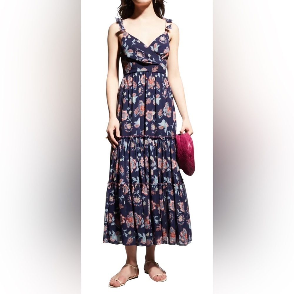 Sachin and Babi New Dalia Tiered Floral Chiffon Midi Dress Size 4 - Picture 6 of 9